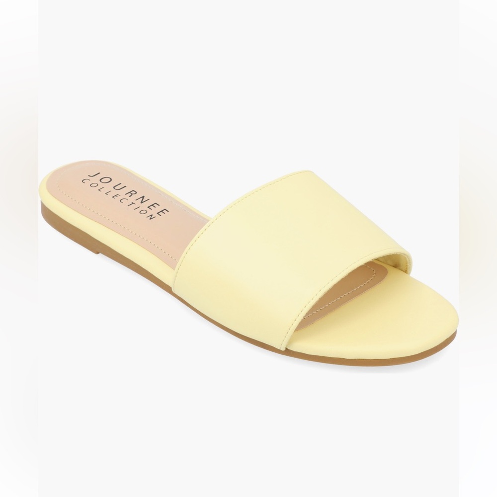 Journee Collection Tru Comfort Kolinna Sandal Yellow Women’s 7 Wide Vegan Suede - Picture 2 of 8